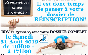 Réinscriptions 2019-2020 : dernière date 31 Août 2019