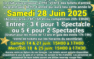 PRÉ-VENTE des ENTRÉES du gala de fin d’année